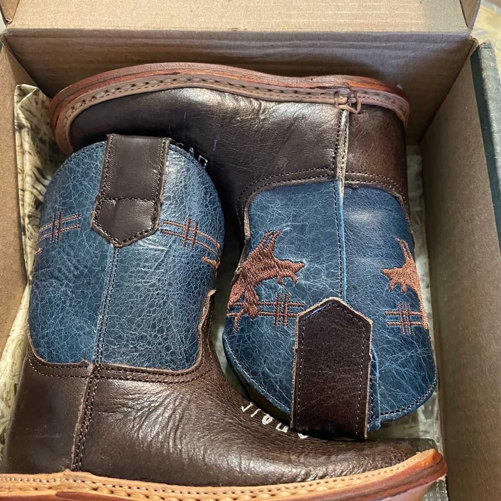 Infants size 3 Ropers Cowbabies Brown and Blue Western Boots
